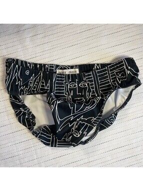 Patrick Church Black Printed Men Swim Briefs Size L Pride LGBTQ+ Designer